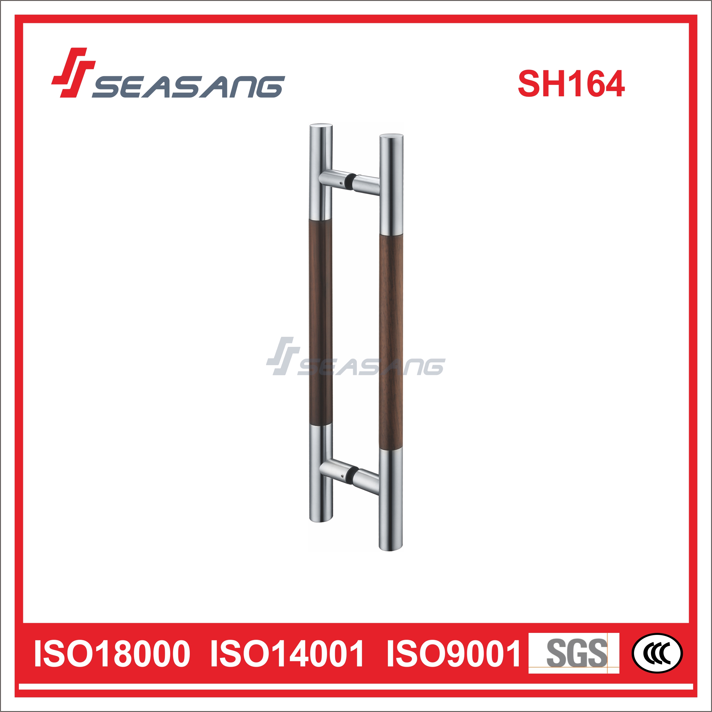 Tirador de puerta de vidrio comercial de acero inoxidable Tirador de puerta de vidrio de doble cara SH164