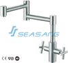 Grifo de agua del fregadero de cocina de acero inoxidable con manijas dobles