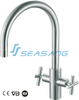Grifo de acero inoxidable con doble manija para fregadero y barra de cocina
